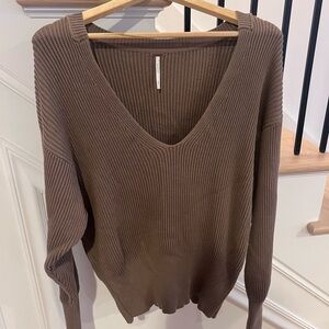 Free People olive green V-Neck Sweater